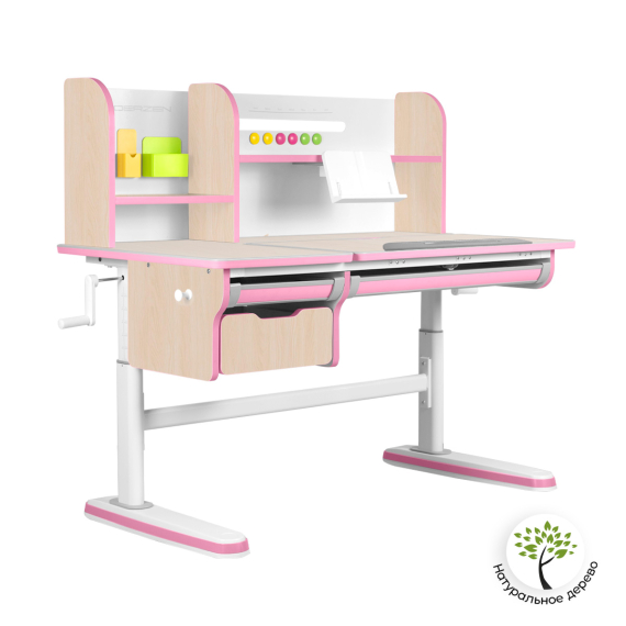 Растущая парта для школьника Kinderzen Dali Plus клен/розовый